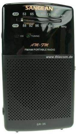 Радио за џеб Sangean AM FM, аналоген тјунер, вграден звучник, сиво