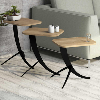 Set tavolina anësore 3-pjesësh 35x45x60cm (HM9508.01), zezë