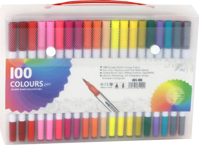 Markera me dy maja Leantoys Double-Sided, 100 ngjyra, me kuti për t’i rregullu, shumëngjyrëshe