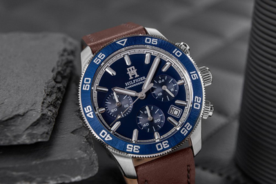 Orë dore Tommy Hilfiger 1792163, kronograf, 41mm, rrip lëkure kafe