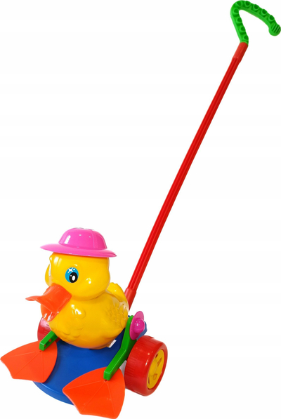 Lodër për t’u shty me shkop Duck Max, rosak plastik, gjatësi 55 cm, shumëngjyrëshe