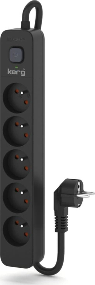Shirit elektrik Kerg, 5 priza, kabllo 5m, i zi