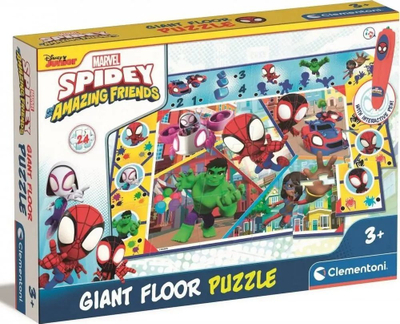 Puzzle dyshemeje Clementoni Dywan Spidey, 24 pjesë, me stilolaps interaktiv, shumëngjyrësh