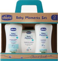 Set për bebe Chicco Baby Moments, xhel dushi 200ml, shampo 200ml, ujë kolonie 100ml