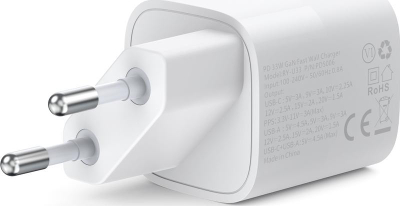 Karikues muri ChoeTech PD33W A+C, 33W, USB-A dhe USB-C, i bardhë