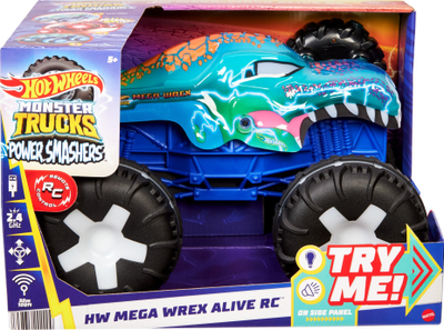 Lodër makinë me telekomandë Hot Wheels Monster Truck Mega Wrex, shkalla 1:15, drita dhe tinguj, shumëngjyrëshe