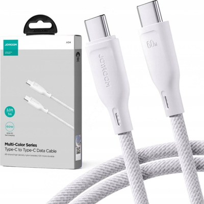 Kabllo USB C në USB C Joyroom SA34 CC3, 60W, 1m, e bardhë