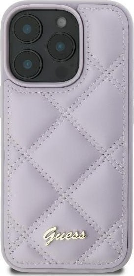 Kapak telefoni Guess Quilted Metal Logo për iPhone 16 Pro Max 6.9", lejla e çelët