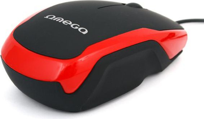Mouse optik Omega OM-072, 800 DPI, USB, i zi me të kuqe