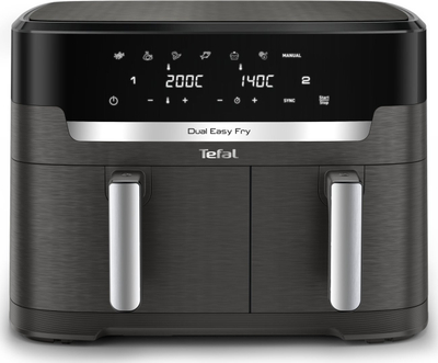 Фритеза со воздух Tefal Dual XXL Easy Fry and Grill 2 во 1 EY942HE0, голем капацитет, дигитална, црна
