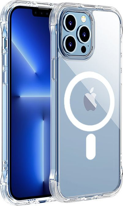 Заштитна маска Joyroom Magnetic Defender за iPhone 13 Pro, со држач, MagSafe, проѕирна