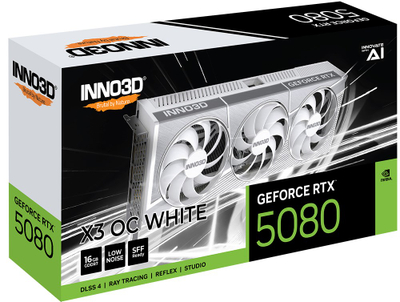Kartë grafike Inno3D GeForce RTX 5080 X3 OC, 16GB GDDR7, PCI Express, e bardhë