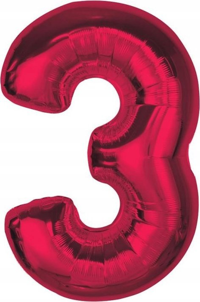 Balonë heliumi me numrin 3, 92 cm, e kuqe