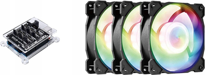 Kontroller ARGB me ventilatorë Gelid CODI6 FC-CODI6B, 3x 120mm, 6 kanale ARGB PWM, i zi