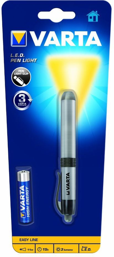 Elektrik dore Varta Pen Light LED, 1xAAA, trup alumini, i zi