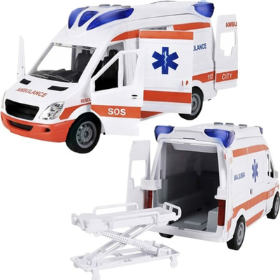 Autoambulancë lodër Ambulance 22731, me drita e zë, me barrelë, e bardhë