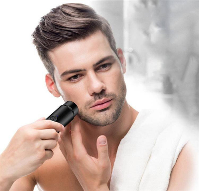 Електрична машиница за бричење AG944 Mini Shaver, полнење преку USB, LED индикатор, сива