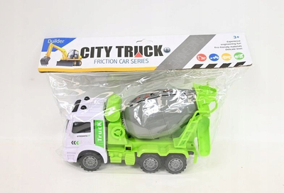 Kamion mikser betoni lodër Gazelo City Truck, 24cm, me mekanizëm fërkimi, jeshil me të bardhë
