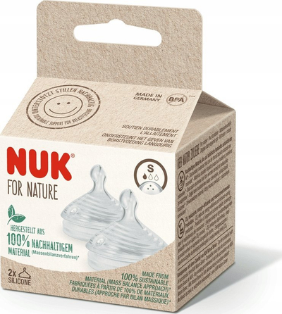 Gumëzë biberoni Nuk for Nature, silikon pa BPA, Small Feed, paketim 2 copë