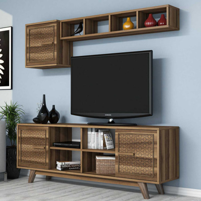 Mobileri muri Fayetteville për TV, deri 60", stil boho, ngjyrë arre