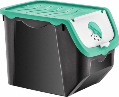 Kuti ruajtëse ORION, 12L, ventilim i rregullueshëm, e zezë me kapak jeshil