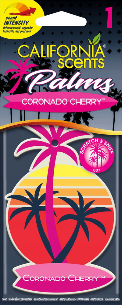 Ароматизер привезок за автомобил California Scents Coronado Cherry, мирис на цреша, долготраен, црвен