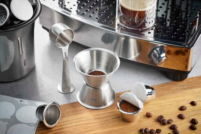 Set hinke dhe matëse kafeje GEFU CONSCIO, për kapsula të ripërdorshme, çelik inox