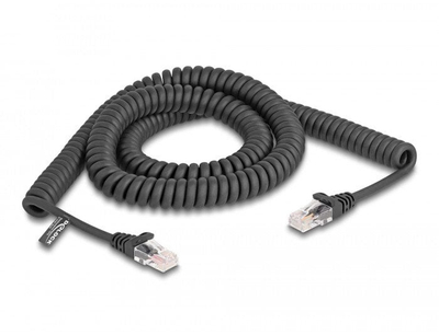 Kabllo rrjeti Delock RJ45, Cat5e, 3m spiral, e zezë