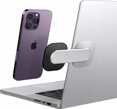 Mbajtëse magnetike për monitor dhe laptop Spigen OneTap S312, për MagSafe, alumini, argjendtë