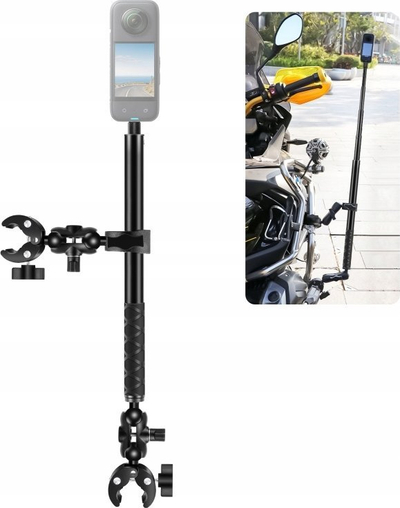 Selfie shtyllë për biçikletë dhe motor Puluz PU495B, 150cm, me kapëse, e zezë