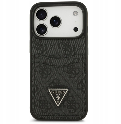 Mbështjellës telefoni Guess Hardcase 4G Double Card Triangle, për iPhone 17 Pro, me MagSafe, i zi