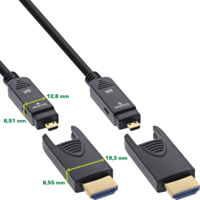 Kабел HDMI InLine AOC Ultra High Speed, 8K, 80m, црн