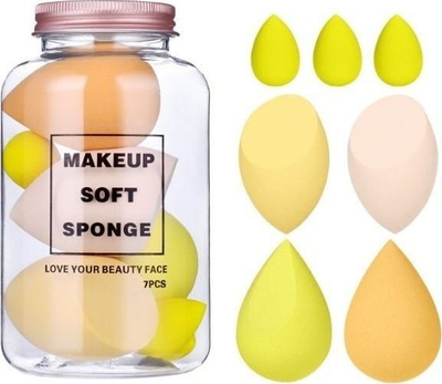 Set sfungjerësh për makijazh Ecarla ROSE CREAM DUO GB06ZO, 7 copë, ngjyrë ari