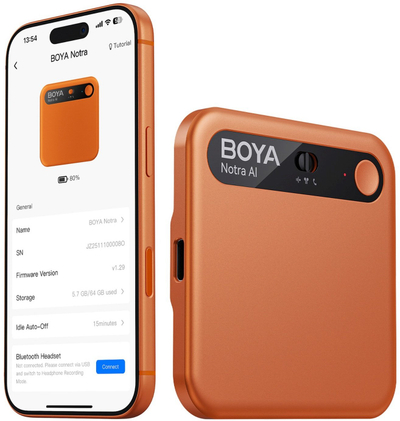 Regjistrues zanor BOYA Notra AI, 64GB, Bluetooth, portokalli