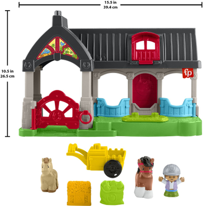 Set lodër Fisher Price Little People Stallë me Kuaj Friendly Horses Stable, tinguj qejfi, shumëngjyrëshe