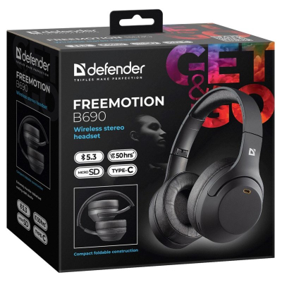 Kufje Defender Headphones 63690, me kabllo, mini jack 3.5mm, të zeza