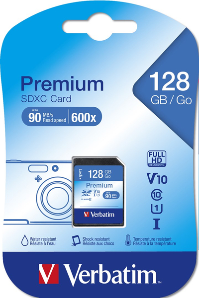 Kartë memorie Verbatim Premium SDXC, 128GB, UHS I Class 10