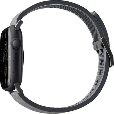 Rrip ore UNIQ Straden për Apple Watch 42 44 45mm, lëkurë silikon hibride, gri