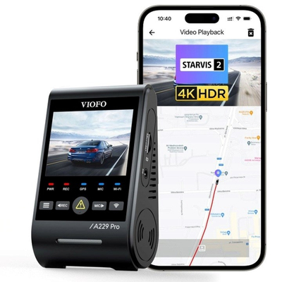 Kamerë regjistruese makine Viofo A229 Pro 1CH, 4K HDR, GPS, Wi‑Fi, 256GB, e zezë