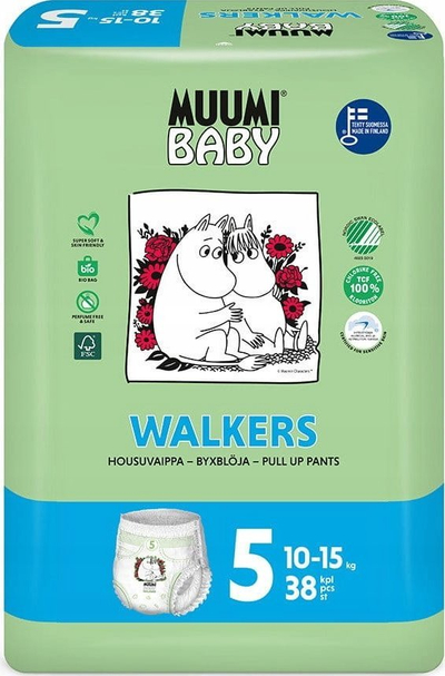 Pampersa tërheqës Muumi Baby Eco, nr. 5, 10-15 kg, 38 copë, për lëkurë të ndjeshme