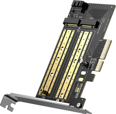 Adapter kontrollues Ugreen PCIe 3.0 x4 për SSD M.2 M-Key dhe B-Key, i zi