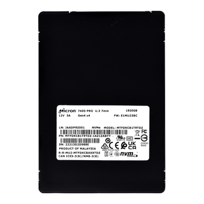 SSD Micron 7400 PRO U.3, 1920GB, PCI Express 4.0, NVMe