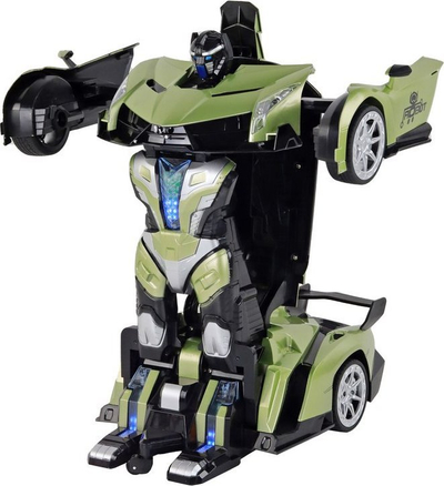 Lodër makinë robot me pult Leantoys Morph Robot, 1:10, me kontroll me gjeste, jeshile metalike