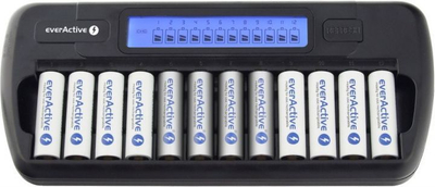 Karikues EverActive NC-1200 për 12x bateri AAA/AA, i zi