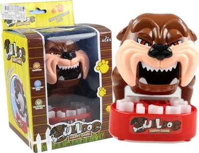 Loja tryeze Leantoys Biting Bulldog, lodër refleksesh për fëmijë, 13 x 10 x 13 cm, kafe