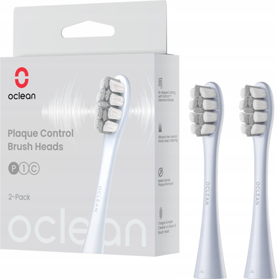 Резервна глава за четка за заби Oclean Plaque Control Medium, сет 2 парчиња, сребрена