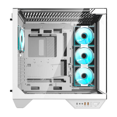 Darkflash Kuti kompjuteri DY470 (I bardhë) + 4 ventilatorë