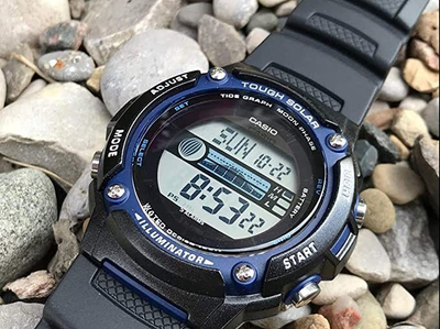 Orë dore për meshkuj Casio Solar, e zezë
