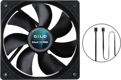 Кулер за куќиште GELID Silent 12 PWM FN-PX12-16, 120mm, црн