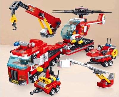 Set blloqesh Panlos Fire Brigade Helicopter, 646 copa, për kalamaj mbi 6 vjeç, e kuqe
